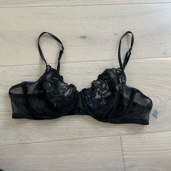 La Perla black lace balconette lace underwire bra 34B - Picture 1 of 7